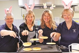 After a busy morning finding eggs, kids and their families could take part in a pancake brunch served up by the Optimist Club of Aurora.